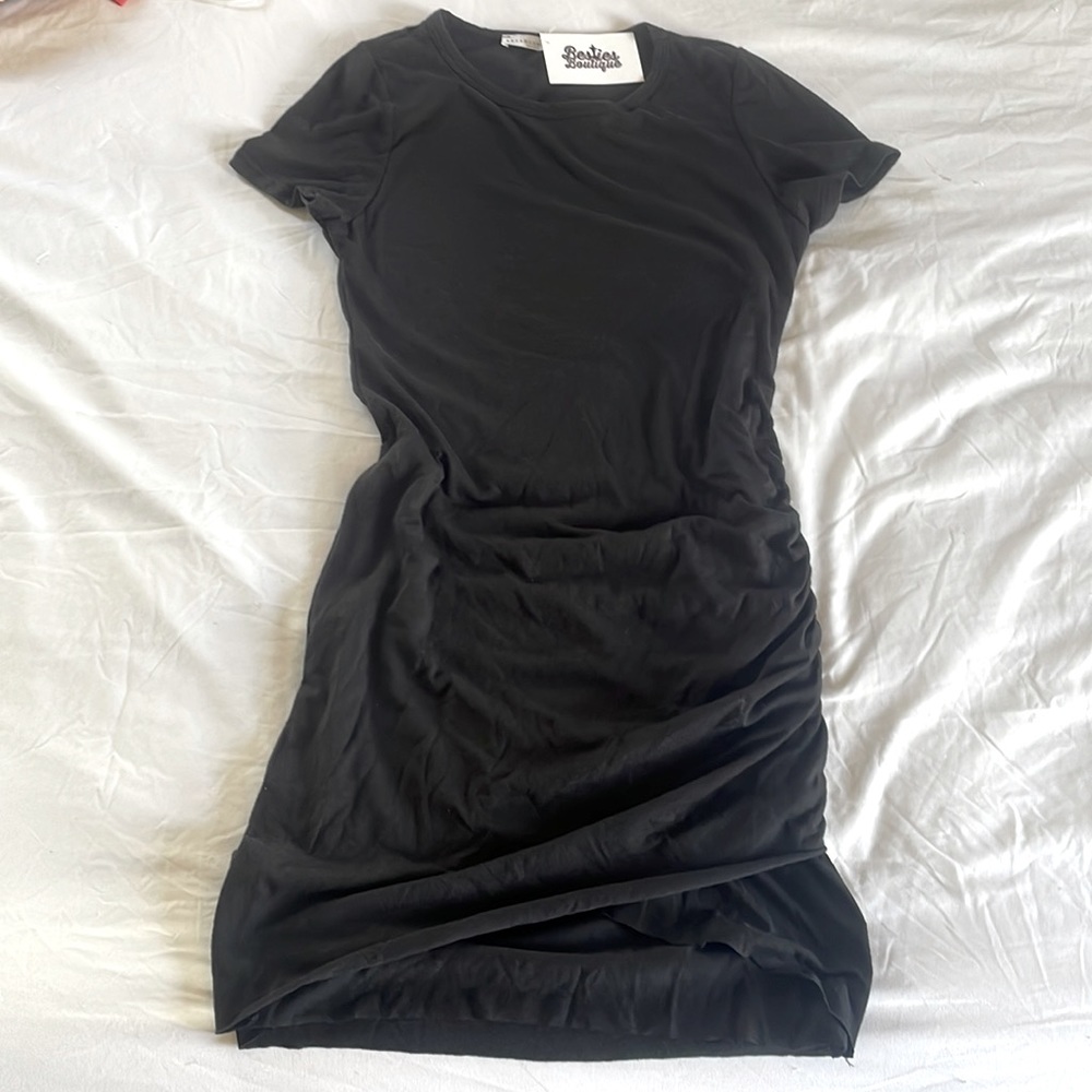 Wasabi + Mint, Black Stretchy Cotton Dress, S